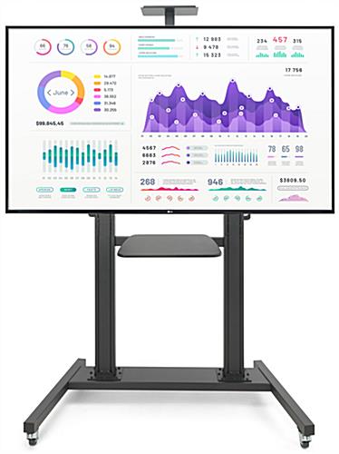 This mobile tv stand can mount a 60 inch to 100 inch monitor