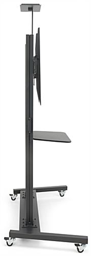 This mobile tv stand has a powder coated finish