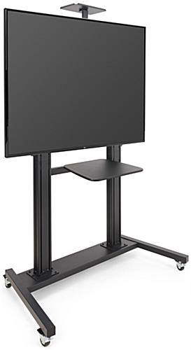 This mobile tv stand has brackets for one flat screen 