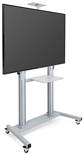 This mobile tv stand can hold one 60 inch to 100 inch monitor