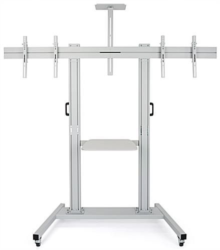 Dual screen tv stand with height adjustable shelves 