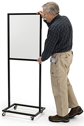 61 inch tall portable cough shield on wheels with acrylic insert 