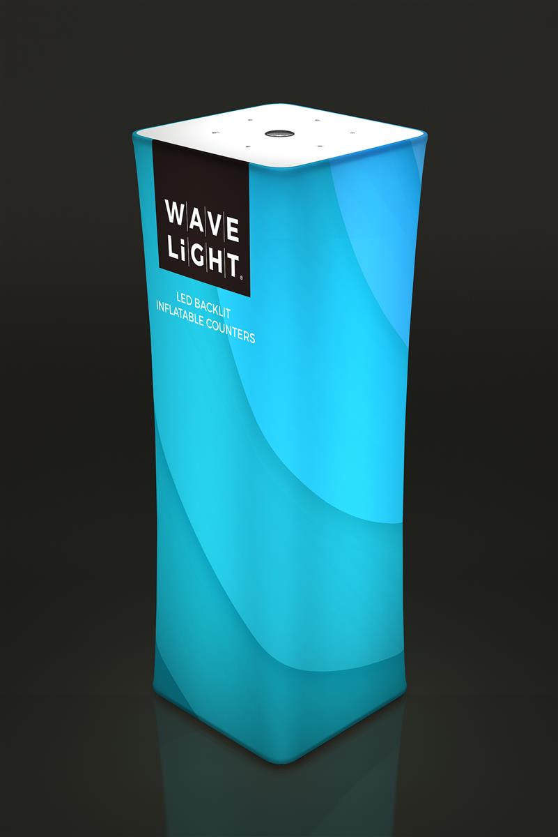 WaveLight® Air backlit inflatable tower with custom SEG fabric graphic print