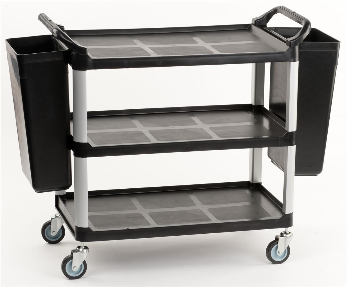 Utility Cart With Side Bin Swivel Casters & Open Shelves