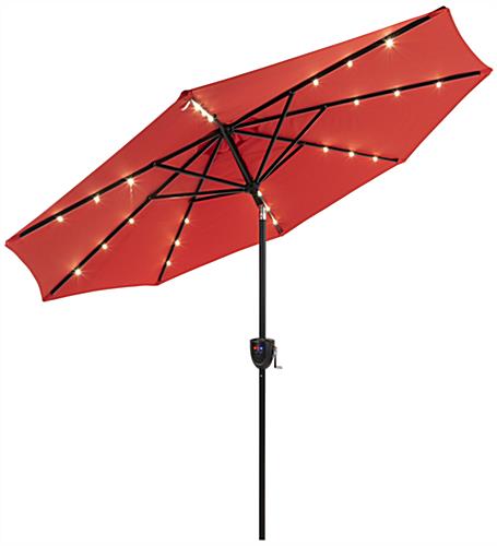 Red Custom Market Umbrella with Pre Installed LED Powered Lights