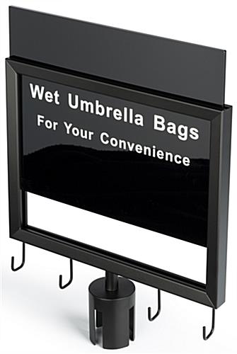 Wet umbrella black stanchion sign with pre-printed slide in messaging