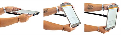 L-Arm universal tablet holder with multiple tilt display 