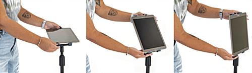Adjustable rolling tablet stand with multiple tilt display 