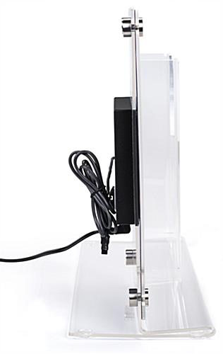 Countertop digital sign display with magazine holder with thin space saving design