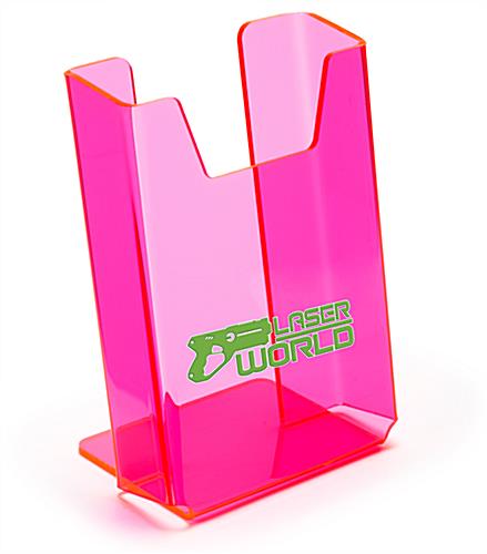 Custom pink trifold display stand with graphics included 