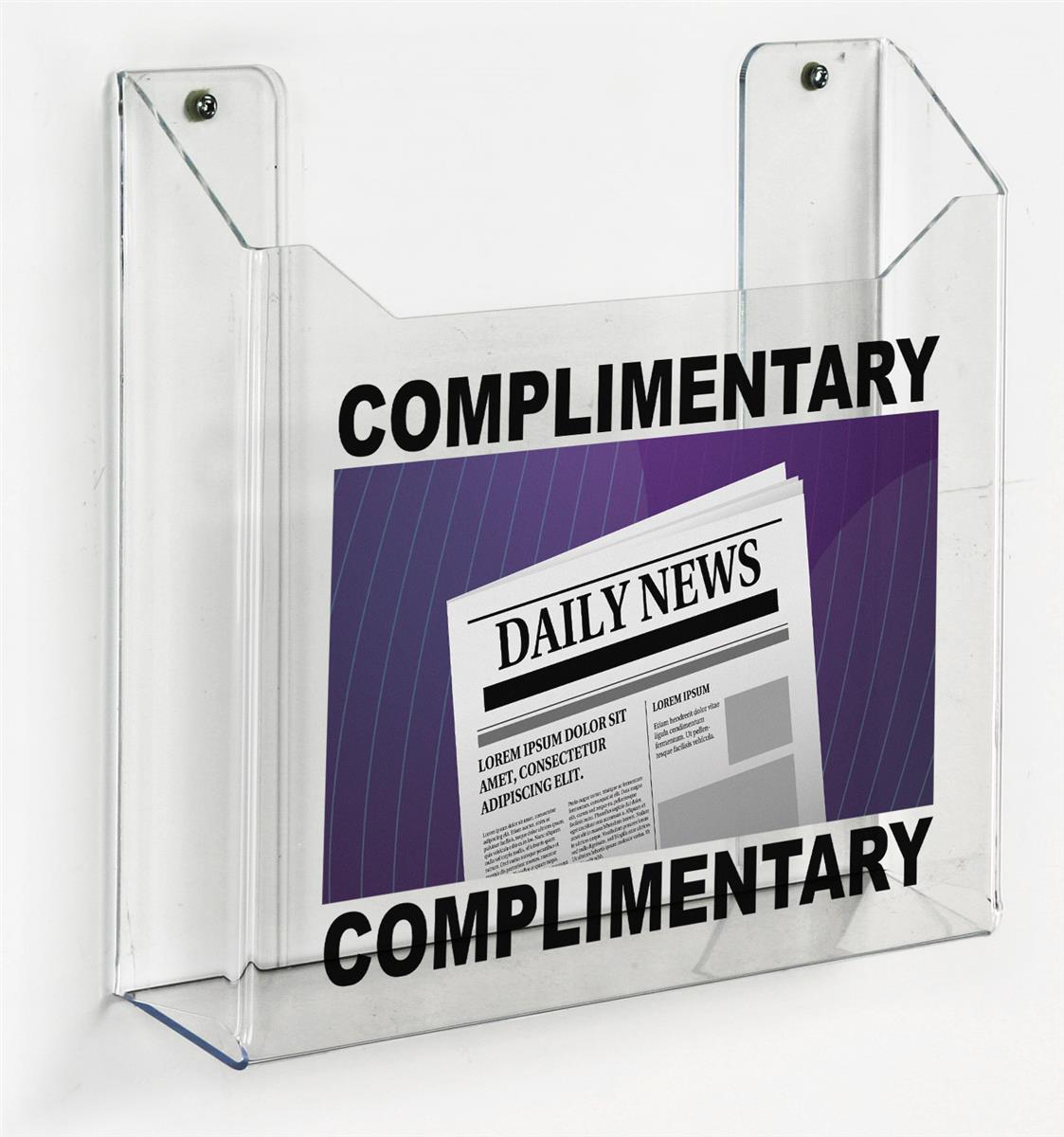Personalized clear acrylic wall mount custom printed newspaper tabloid rack