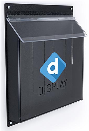 Wall-mounted outdoor 3-pocket trifold flip-top printed brochure box