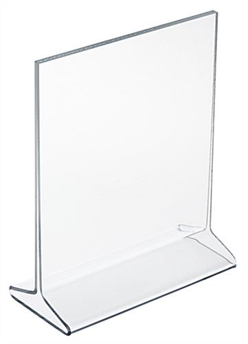 Recycled acrylic tabletop sign holders made with an 95% eco-friendly recycled acrylic material