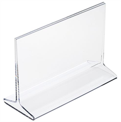 Recycled acrylic tabletop sign holders with horizontal orientation and top loading