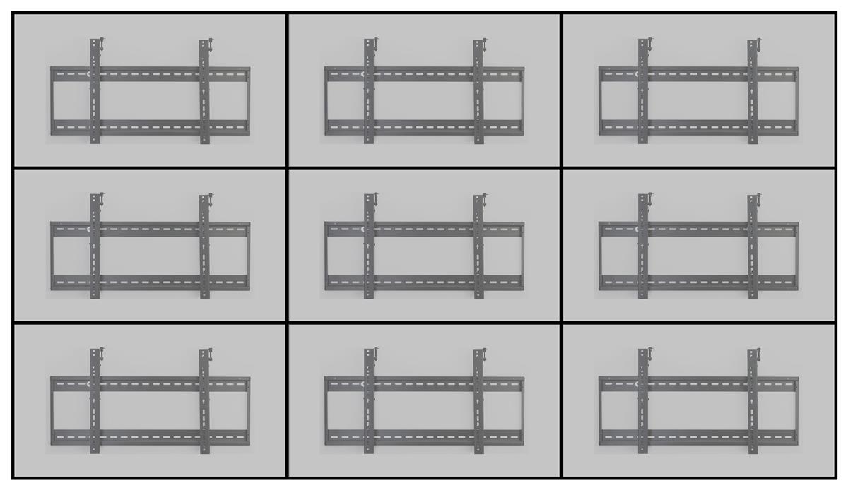 3x3 Flat Panel Video Wall Mounting System | 9 Steel Brackets