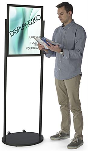 Black 18 x 24 Mobile Poster Stand, Aluminum Construction