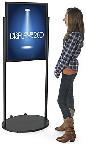 Freestanding Black 22 x 28 Wheeled Poster Stand