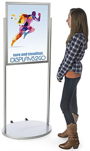 Silver 22 x 28 Wheeled Poster Stand, Aluminum Frame