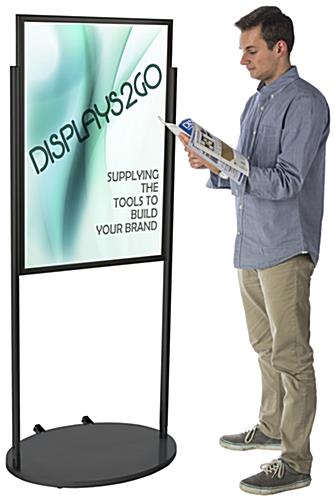 Black 24 x 36 Poster Stand with Wheels & PVC Lens