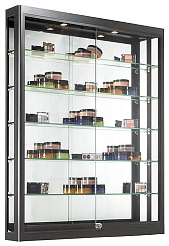 Black Wall Case | Glass Sliding Doors With (5) Shelves