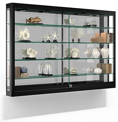 LED light frameless wall display cabinet with glass showcase