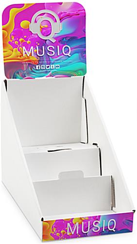 Multi-level custom 3-tier cardboard counter display stand