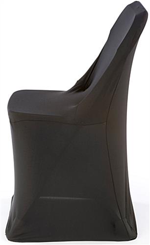 White Plastic Chair with Black Stretch Cover, Machine Washable