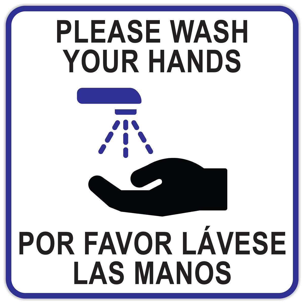 Please Wash Your Hands Sign English And Spanish