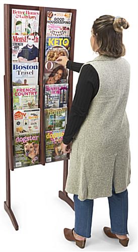 Wood magazine rack is great for sharing reading materials 