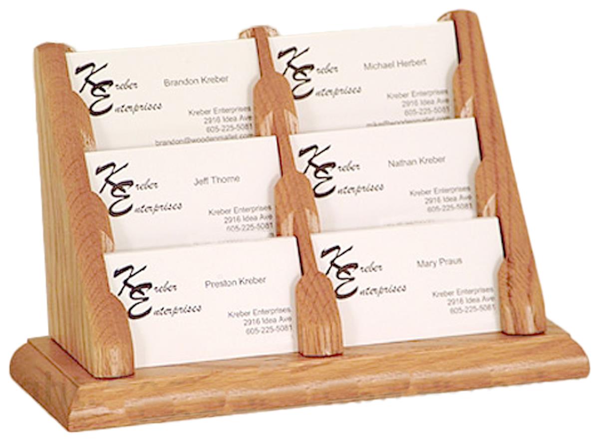 Wood Office Card Holders | (6) Pocket w/ Light Oak Color