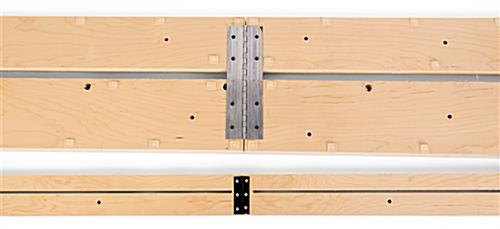 Hinges on top and bottom of wood backwall frame
