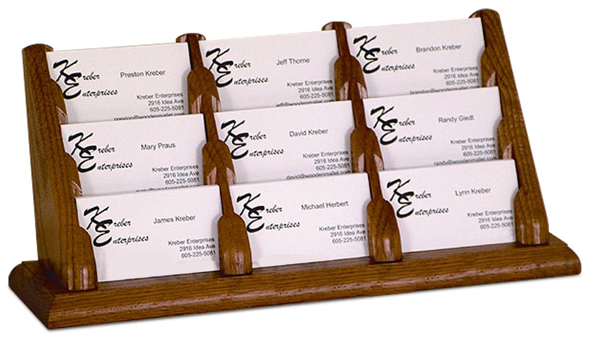 Wooden Multiple Business Card Holders 9Pocket Desk Design