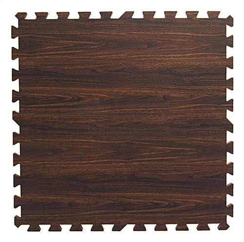 Dark Oak Interlocking Wood Floor Mats with Jigsaw Pattern