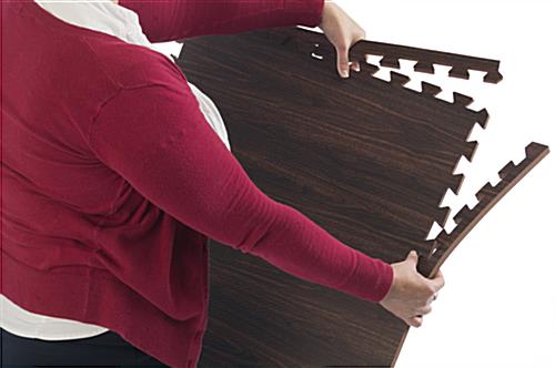 Dark Oak Interlocking Wood Floor Mats with Detachable Border