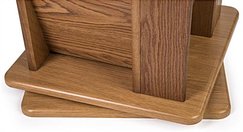 Detail of base of medium oak revolving wooden display