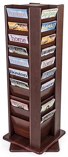 Oak magazine rack shown propped with literature