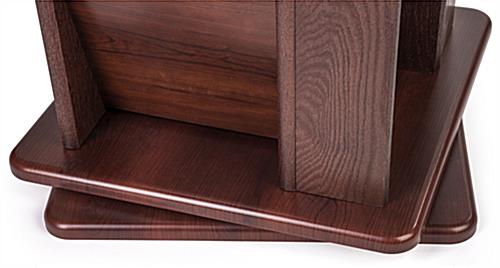 Oak magazine rack base wood finish detail