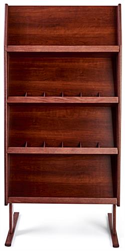 Wooden literature holder features 4 open shelves 