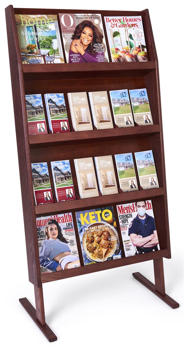 Wooden Literature Holder Sleek Mahogany Finish