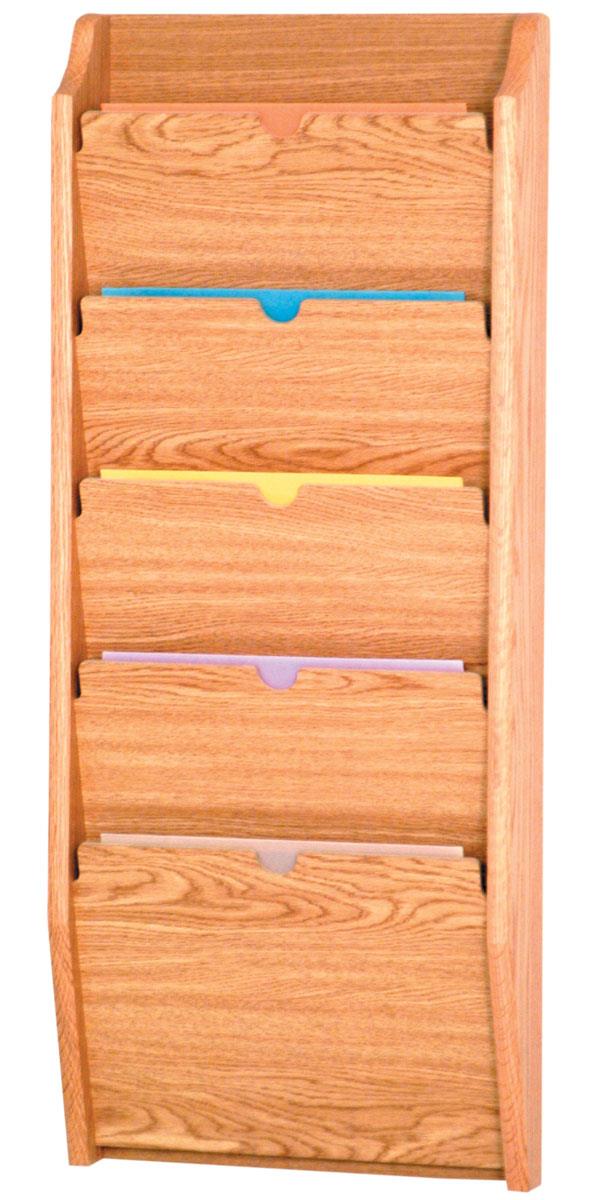 5 Pocket Patient Chart Organizer Light Oak Finish Wood - Wood Wall Pocket Organizer