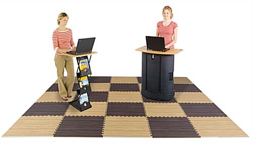 Light & Dark Wood Interlocking Floor Mats with Checkered Design