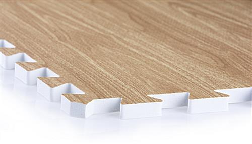 Light Oak Interlocking Wood Floor Mats with Interlocking Edges
