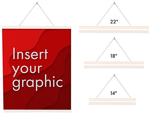 Wood magnetic poster hanger with three widths to choose from