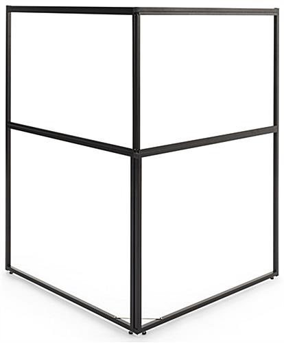 Free standing corner sign frame features a matte black powder coated metal frame