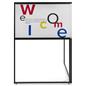 Free standing corner sign frame includes two personalized panes with landscape orientation