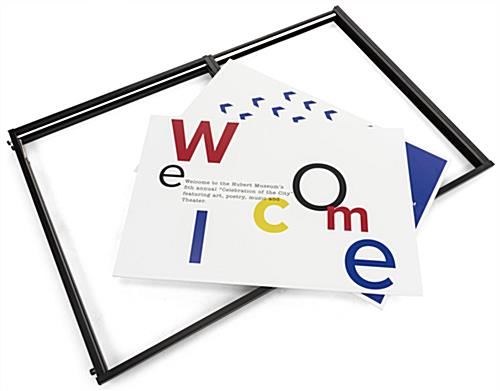 Free standing corner sign frame and two 1 sided inserts included in kit 