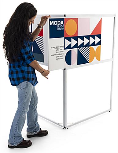 Multi Direction corner signage with side insert loading side 