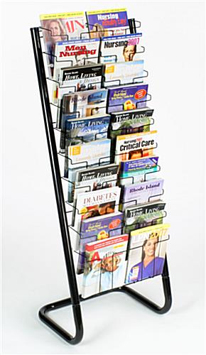 Easel Design 10 Tier Magazine and Literature Foldable Floor Black Display Rack 