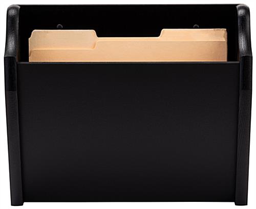 Matte black single pocket wooden wall file holder