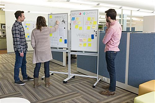 Portable whiteboard paired for stand-up meeting